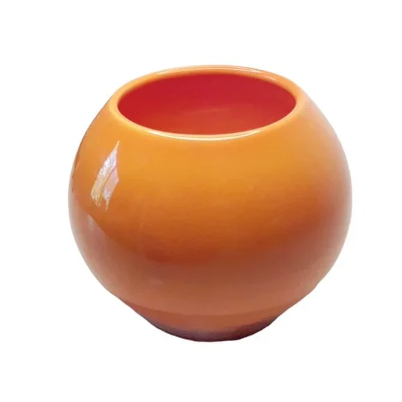 Retro Orange Vase Round Mid-Centruy Modern 70s Style - Picture 3 of 3